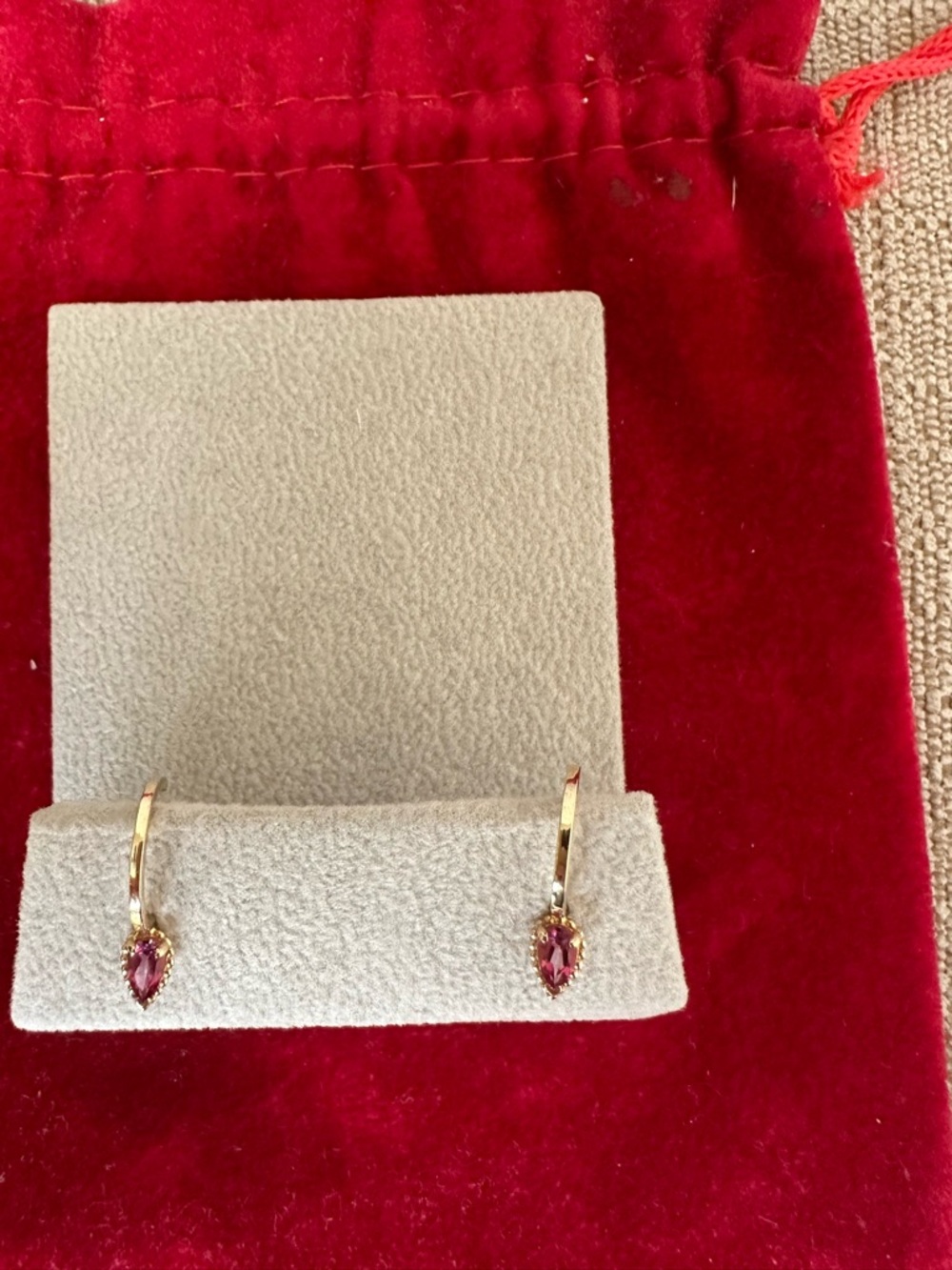 Bony Levy Sony Gold-Tone Drop Earrings with Pink Teardrop Stones